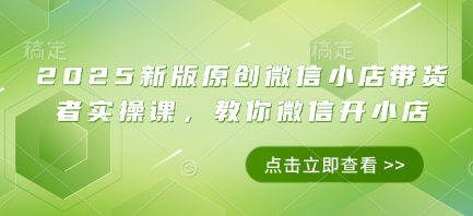 2025新版原创微信小店带货者实操课，教你微信开小店-沐颜网创资源