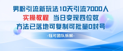 粉丝引流方法新模式10天引流方法7000人当日转现四位数复制推广可大批量0封禁-沐颜网创资源