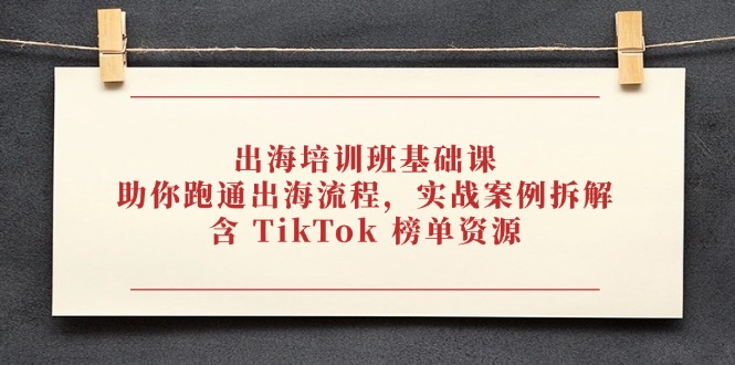 出航培训机构专业课，帮助你跑通出航步骤，实战案例拆卸，含 TikTok 排行榜网络资源-沐颜网创资源