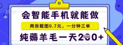 简易截屏就能获得盈利，比较适合小白忙活的第二职业，日入2张 轻松-沐颜网创资源