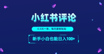 小红书的评论区留言：一条0.5元，每日拷贝，新手入门也可以日入1张-沐颜网创资源