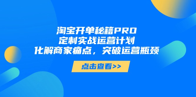 淘宝开单秘笈PRO，订制实战演练运营方案，解决商户困扰，提升经营短板-沐颜网创资源