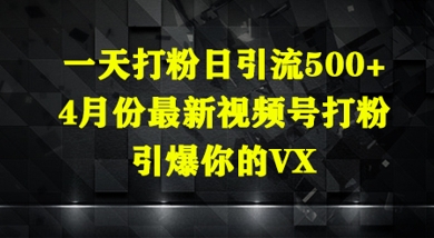 一天打粉日引流500+，4月份最新视频号打粉，引爆你的微信-沐颜网创资源