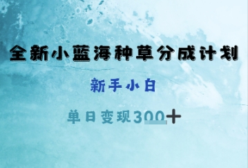 全新小蓝海种草分成计划，新手小白，单日变现3张+-沐颜网创资源