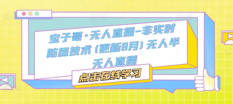 宝子哥·无人直播-非实时防风技术(更新25年5月)无人半无人直播-沐颜网创资源
