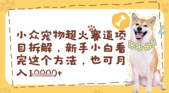 小众宠物超火赛道项目拆解，新手小白看完这个方法，也可月入过w-沐颜网创资源