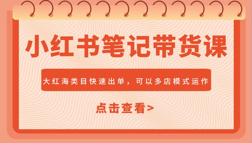 小红书笔记带货课，大红海类目快速出单，市场大，可以多店模式运作-沐颜网创资源