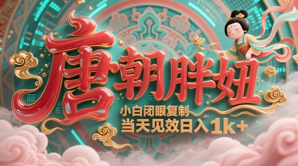 用AI复制“唐代肥妞”日更3条，服务平台玩命拉流，新手闭上眼拷贝，当日奏效，日入1k-沐颜网创资源