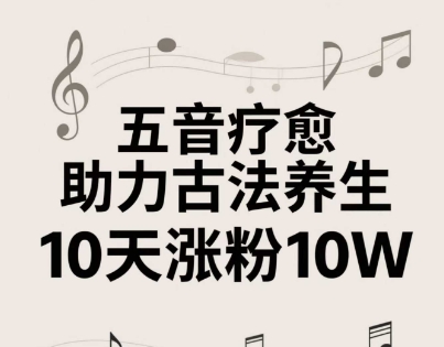 古方五音健康养生实例教程，五音治愈的小视频制作方式，2-4钟头就能搞定，创作者10天增粉10W-沐颜网创资源