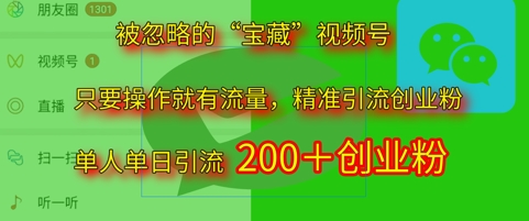 被忽视“宝箱”视频号引流精确自主创业粉单人单日引流方法200 精准粉-沐颜网创资源