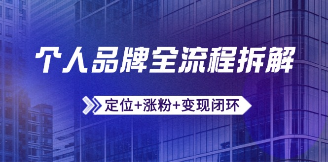 个人ip全过程拆卸：精准定位 增粉 转现闭环控制，微信生态圈运营与资源优化配置-沐颜网创资源