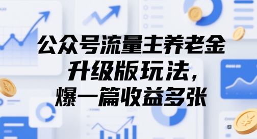 微信公众号微信流量主养老保险金全新升级游戏玩法，爆一篇盈利好几张-沐颜网创资源