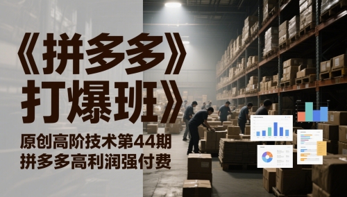 《拼多多打爆班》原创设计高级技术性第44期，拼多多平台高收益强付钱-沐颜网创资源