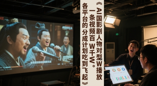 AI三国影视作品角色对口型唱歌游戏玩法，一条视频百W千W播放视频，各平台的分为方案吃到飞起-沐颜网创资源