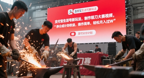 支付宝生活号新模式，制做锻刀大赛短视频，挣分为方案盈利，使用方便，轻轻松松月入了W-沐颜网创资源