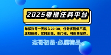 【零撸赚钱平台第二期】单账户一天工资20，任务多多到写不完，即时到账，零门槛，可引流矩阵实际操作-沐颜网创资源