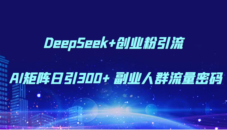DeepSeek 自主创业粉引流方法 AI引流矩阵日引300  第二职业群体总流量登陆密码-沐颜网创资源