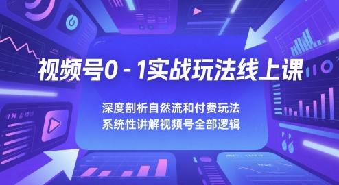 微信视频号0-1实战演练游戏玩法线上课，深入剖析自然流和付钱游戏玩法，统性学习视频号所有逻辑性-沐颜网创资源