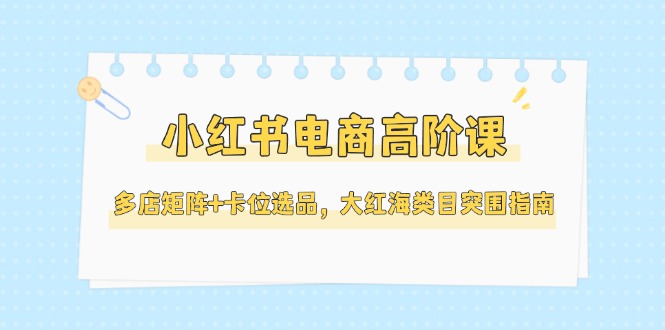 小红书电商高阶课，多店矩阵+卡位选品，大红海类目突围指南-沐颜网创资源