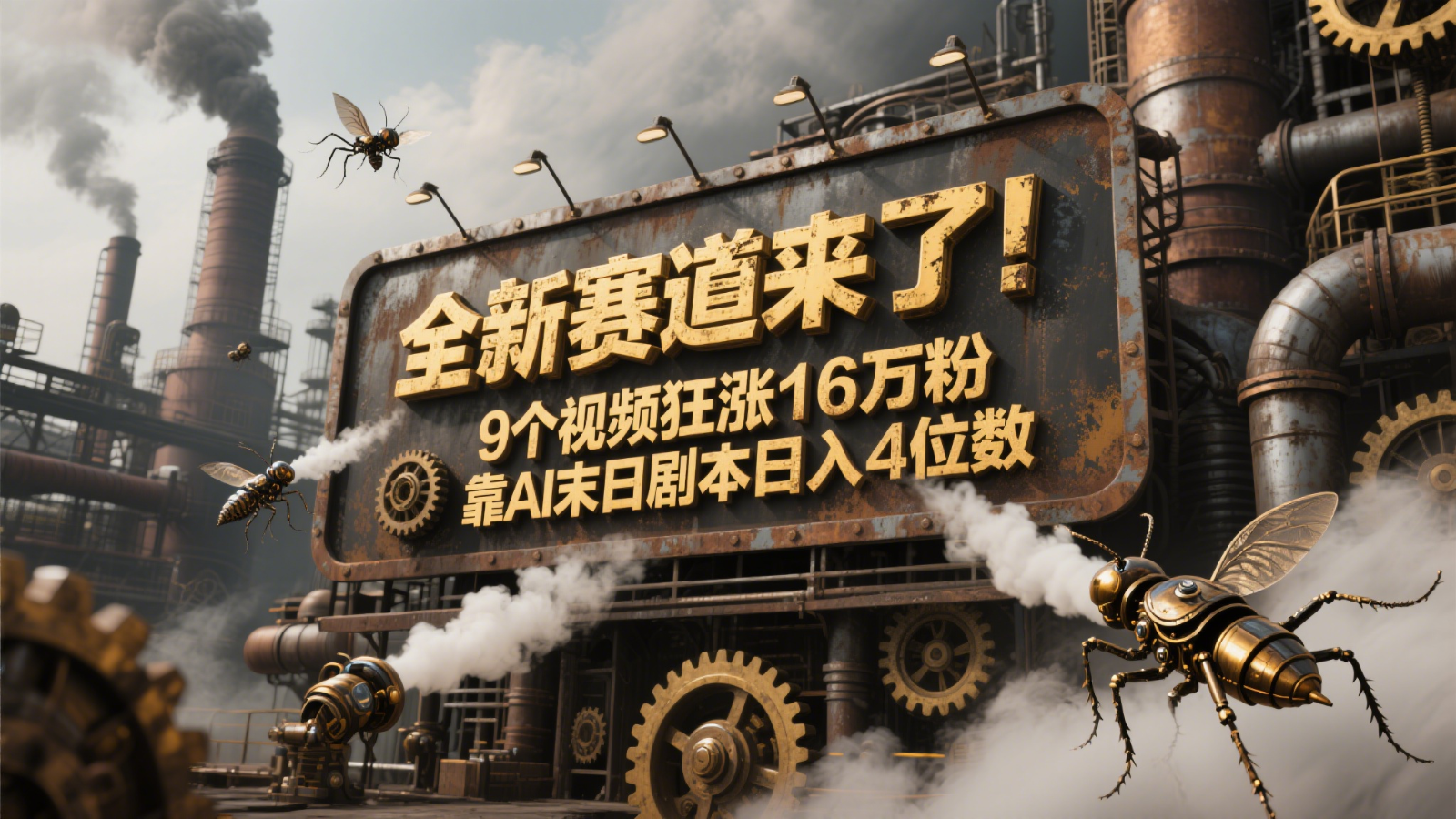 全新生态来啦！9段视频爆涨16万粉，靠AI末日台本日入4个数，发表评论通宵熬夜追更！-沐颜网创资源