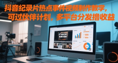 抖音视频纪实片热点新闻事件视频制作教学，能过伙伴计划，多平台分发撸盈利-沐颜网创资源
