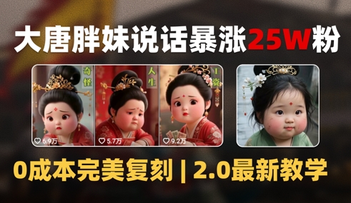 AI大唐盛世胖贵妃讲话2.0，40条短视频疯涨40w粉，附独家代理转现攻略大全-沐颜网创资源