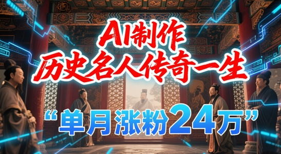 暴力起号！用AI制作历史名人传奇一生，单月涨粉24W，涨粉+变现赛道黑马来了-沐颜网创资源