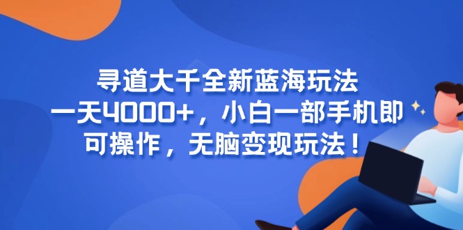 寻道大千全新蓝海玩法，一天4000+，小白一部手机即可操作，无脑变现玩法！-沐颜网创资源