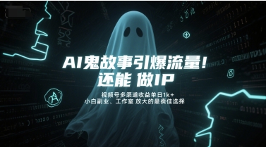 AI鬼故事引爆流量，还能做IP，视频号多渠道收益单日1k+，小白副业、工作室放大的最佳选择-沐颜网创资源