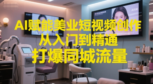 AI赋能美业短视频创作，从入门到精通，打爆同城流量，超级AI工具短视频实操落地-沐颜网创资源