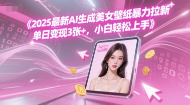 2025最新AI生成美女壁纸暴力拉新, 单日变现3张+，小白轻松上手-沐颜网创资源