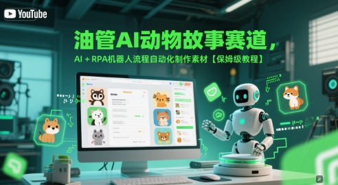 油管AI动物故事赛道，AI+RPA机器人流程自动化制作素材【保姆级教程】-沐颜网创资源