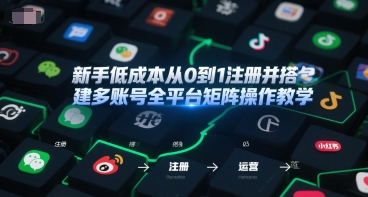 新手低成本从0到1注册并搭建多账号全平台矩阵操作教学，手机号-邮箱-IP-工具-沐颜网创资源