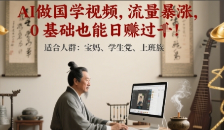 AI做国学视频，流量暴涨 ，0 基础也能日入多张-沐颜网创资源