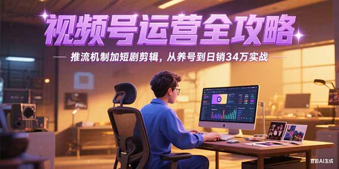 2025视频号运营全攻略，推流机制加短剧剪辑，从养号到日销34万实战-沐颜网创资源
