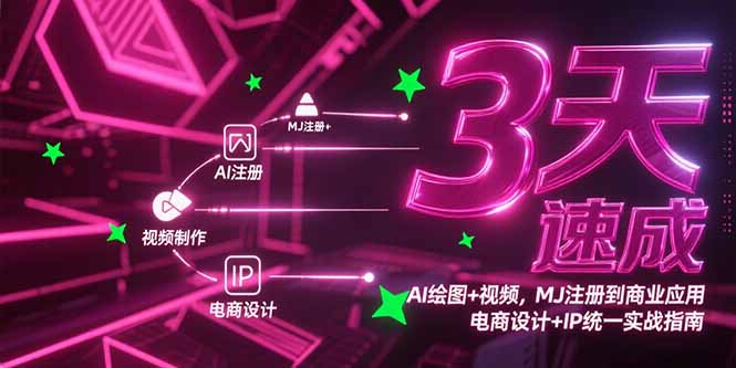 3天速成AI绘图+视频，MJ注册到商业应用，电商设计+IP统一实战指南-沐颜网创资源