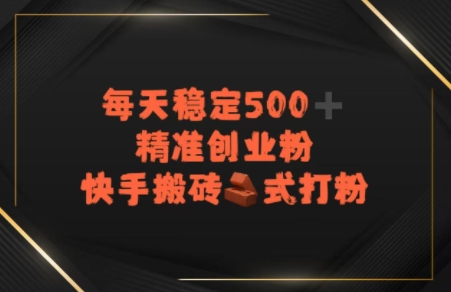 快手搬砖式打粉，每天稳定500+精准创业粉-沐颜网创资源
