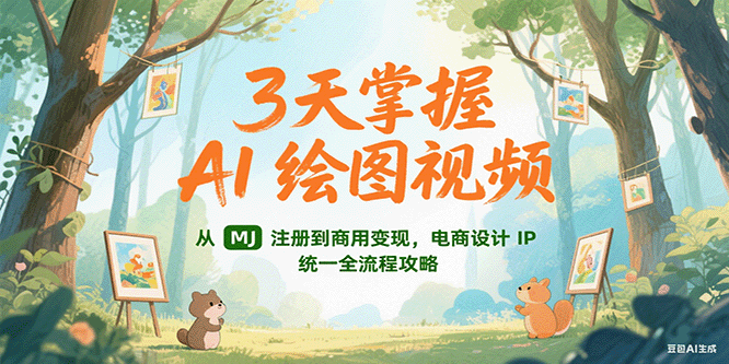 3天掌握AI绘图视频，从MJ 注册到商用变现，电商设计IP统一全流程攻略-沐颜网创资源