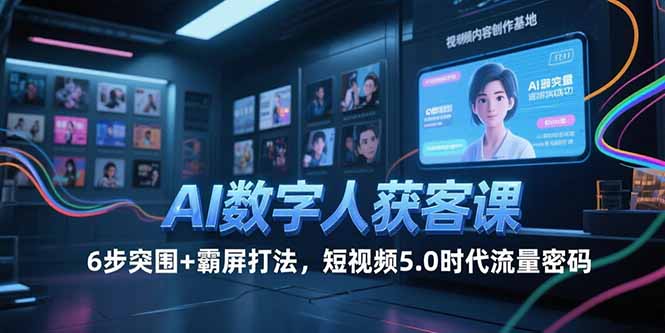 AI数字人获客课，6步突围+霸屏打法，短视频5.0时代流量密码-沐颜网创资源