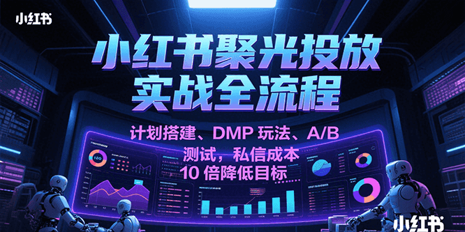 小红书聚光投放实战全流程，计划搭建、DMP玩法、A/B测试，私信成本10倍降低目标-沐颜网创资源