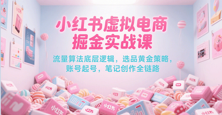 小红书虚拟电商掘金实战课，流量算法底层逻辑，选品黄金策略， 起号，笔记创作全链路-沐颜网创资源