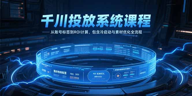 千川投放系统课程，从账号标签到ROI计算，包含冷启动与素材优化全流程-沐颜网创资源