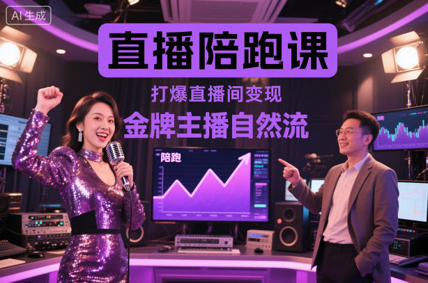 直播陪跑课，金牌主播自然流打爆直播间，复制高变现玩法-沐颜网创资源