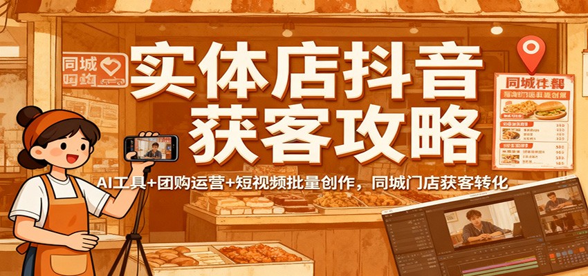 实体店抖音获客攻略：AI工具+团购运营+短视频批量创作，同城门店获客转化-沐颜网创资源