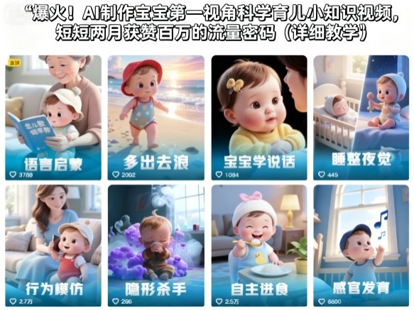 爆火!AI制作宝宝第一视角科学育儿小知识视频,短短两月获赞百万的流量密码(详细教学) 爆火!AI制作宝宝第一视角科学育儿小知识视频,短短两月获赞百万的流量密码(详细教学)